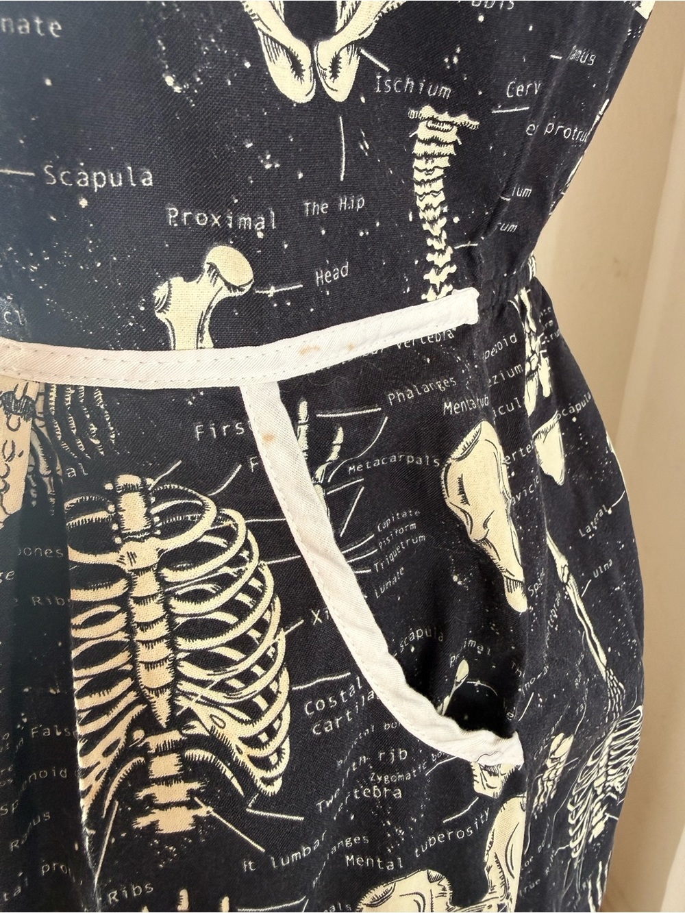 Retro Mod Collared Gothic Skeleton Dress - Picture 4 of 5